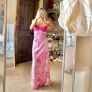 B. Darlin Vintage Y2K Hot Pink Zebra Print Maxi Dress Barbiecore Glam Size XS/S